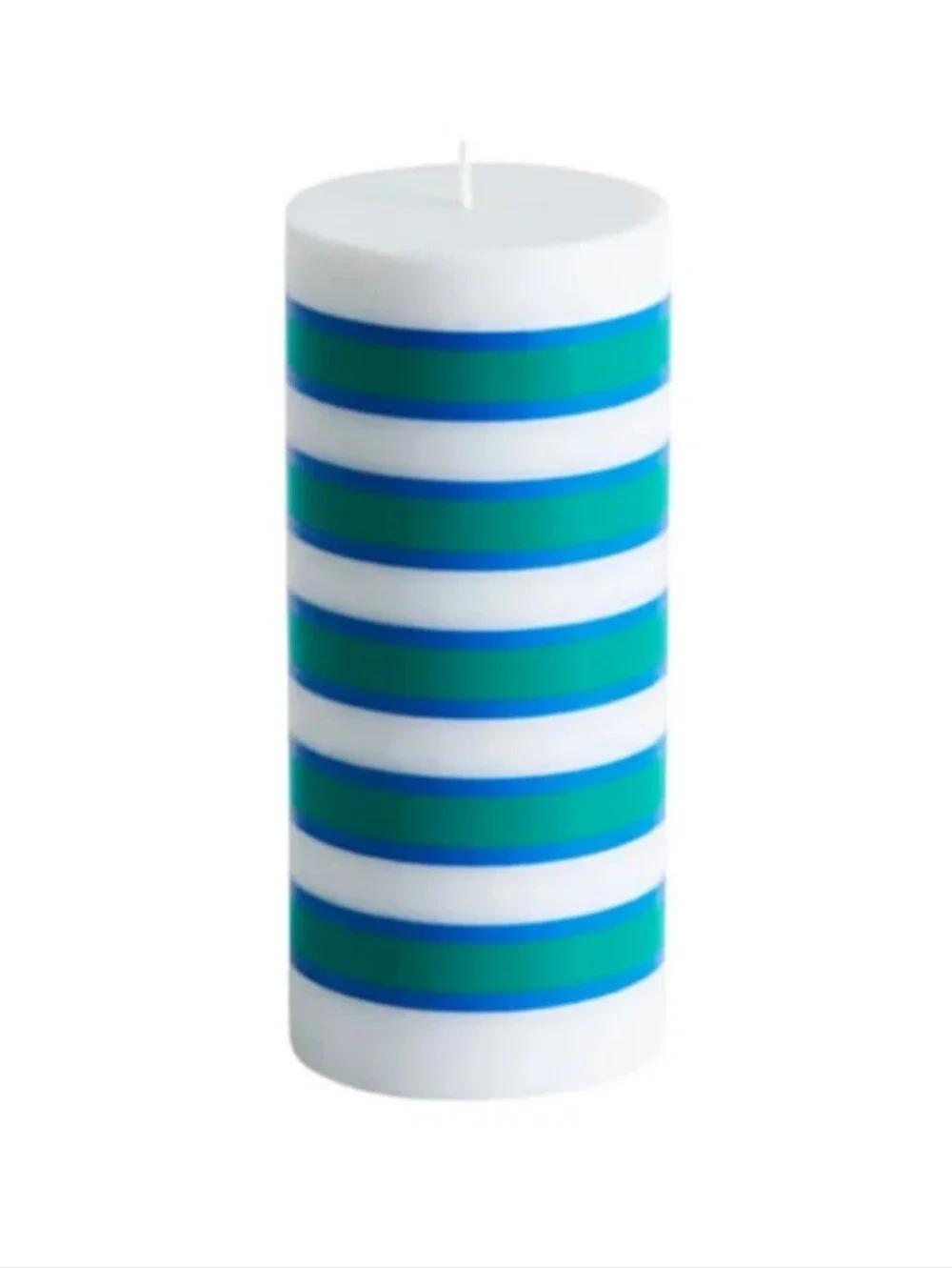 HAY Clean Ingredients Blue & Green Striped Column Candle With Bonus Holder